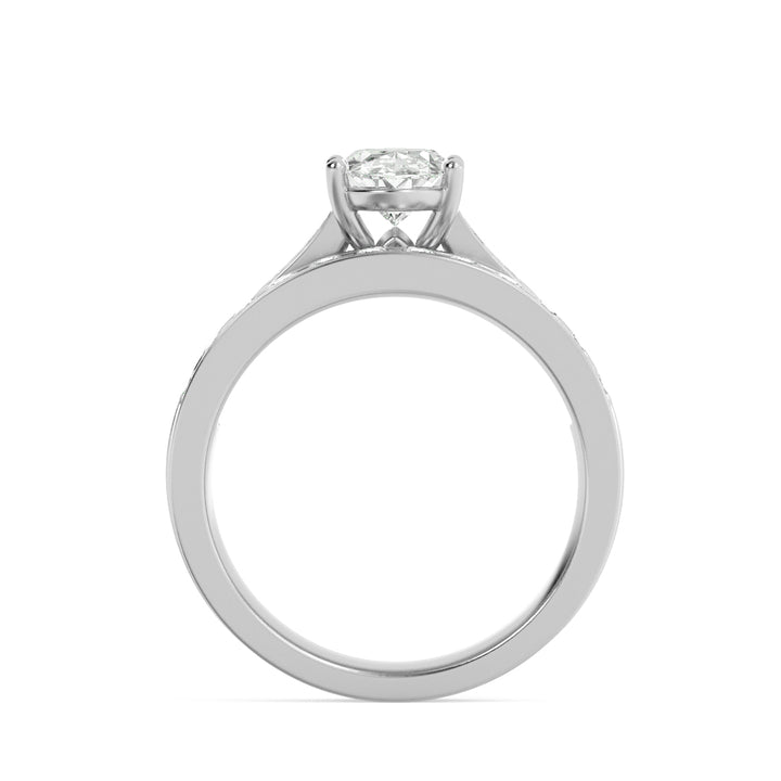 2Cttw Oval Shaped Lab Grown Diamond (F/VS) Channel Set Bridal Engagement Ring in 14K Gold