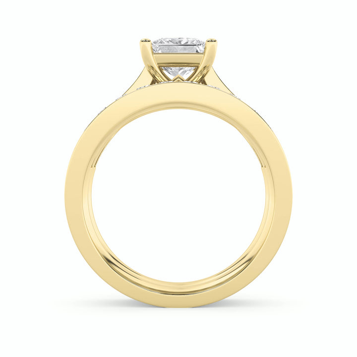 2Cttw Princess Shaped Lab Grown Diamond (F/VS) Channel Set Bridal Engagement Ring in 14K Gold