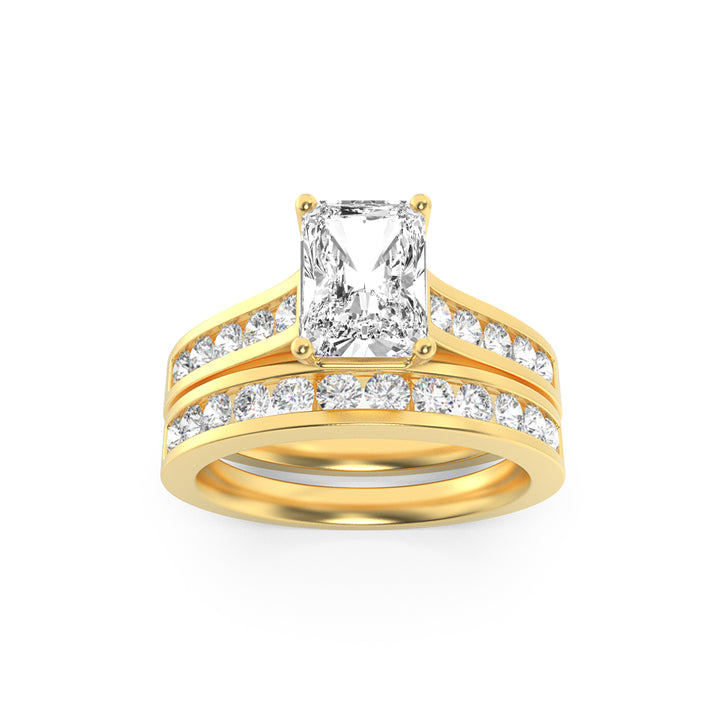 2Cttw Radiant Shaped Lab Grown Diamond (G/VS) Channel Set Bridal Engagement Ring in 10K Gold