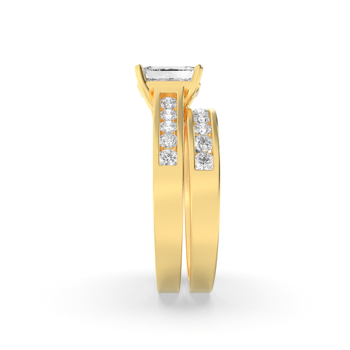 2Cttw Radiant Shaped Lab Grown Diamond (G/VS) Channel Set Bridal Engagement Ring in 10K Gold