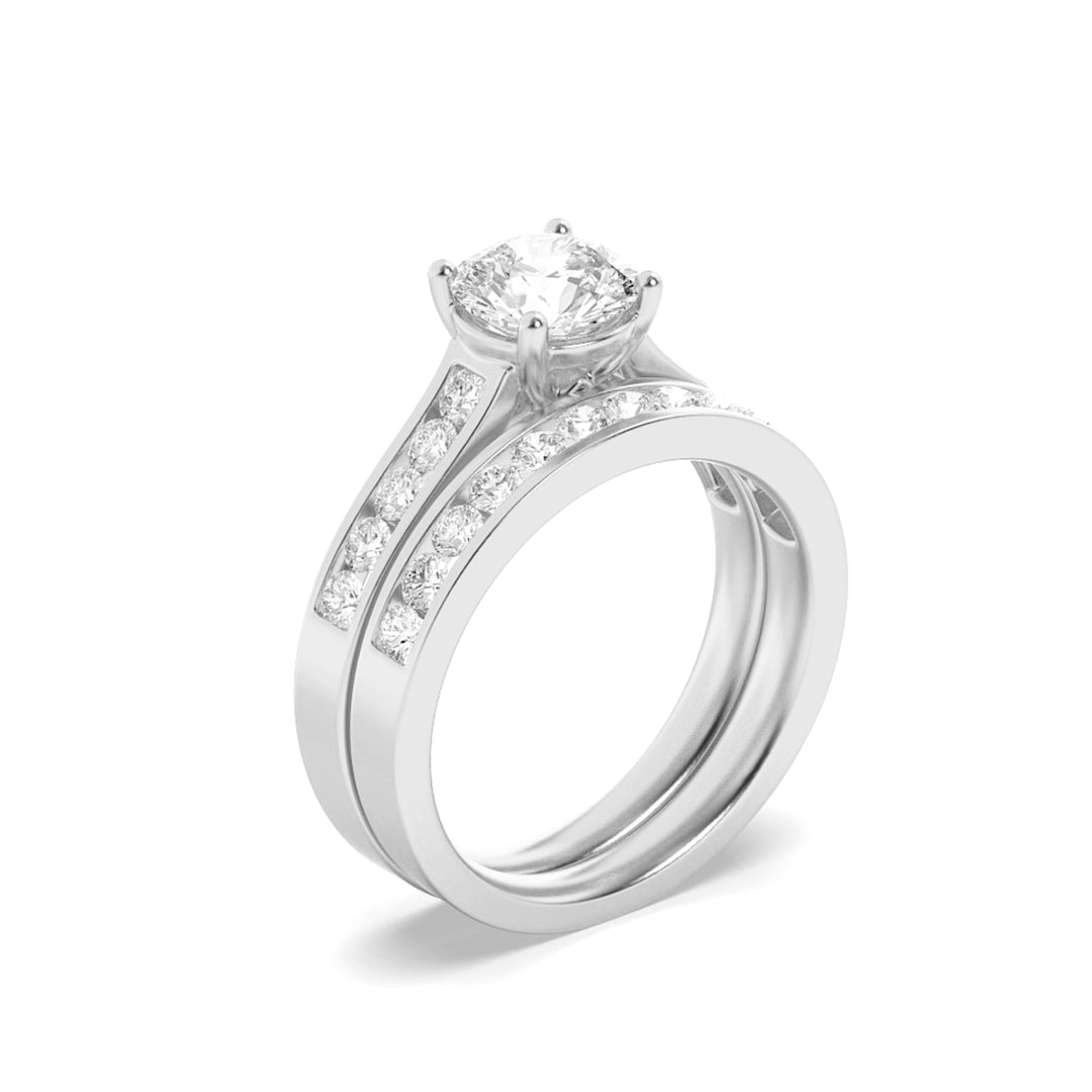 2Cttw Round Shaped Lab Grown Diamond (G/VS) Channel Set Bridal Engagement Ring in 14K Gold