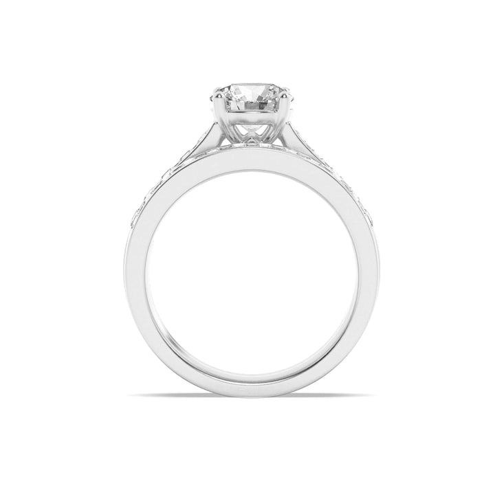 2Cttw Round Shaped Lab Grown Diamond (G/VS) Channel Set Bridal Engagement Ring in 14K Gold