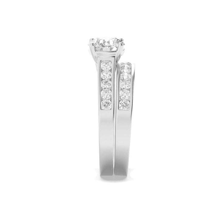 2Cttw Round Shaped Lab Grown Diamond (G/VS) Channel Set Bridal Engagement Ring in 14K Gold