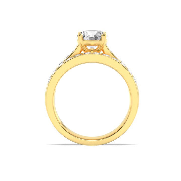 2Cttw Round Shaped Lab Grown Diamond (F/VS) Channel Set Bridal Engagement Ring in 14K Gold