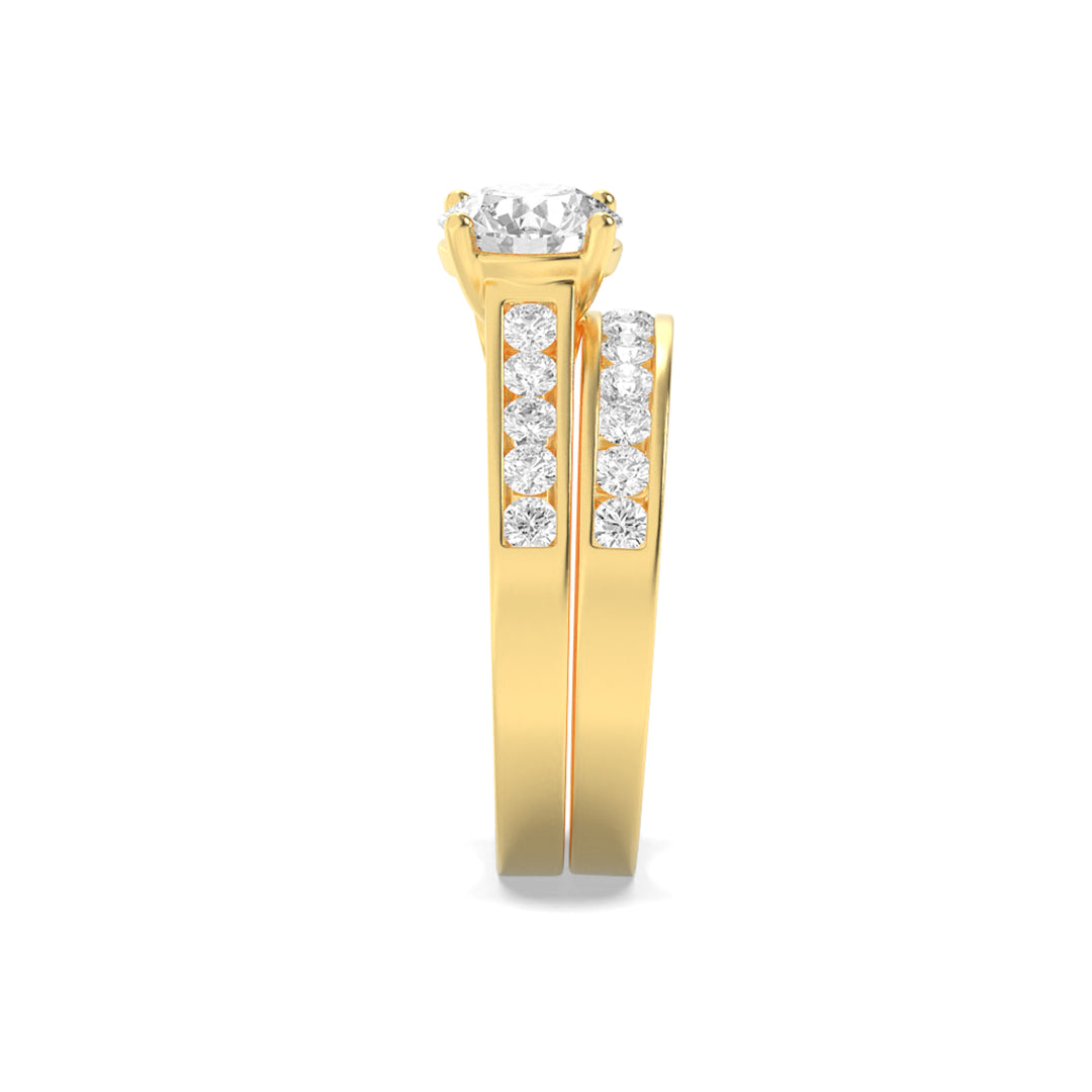 2Cttw Round Shaped Lab Grown Diamond (F/VS) Channel Set Bridal Engagement Ring in 14K Gold