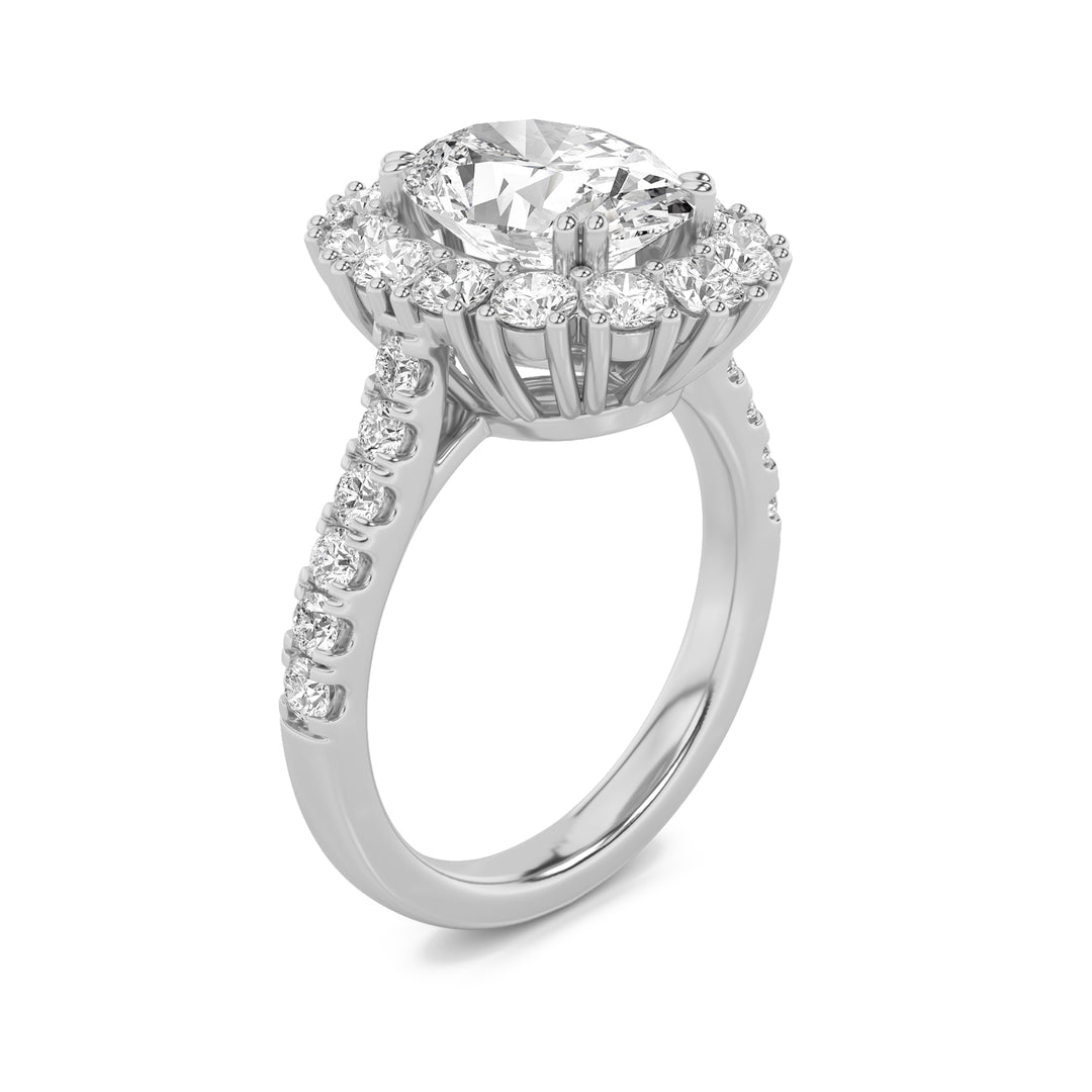 4Cttw Oval Shaped Lab Grown Diamond (F/VS) Bold Classic Engagement Ring in 14K Gold