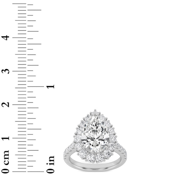 4Cttw Pear Shaped Lab Grown Diamond (F/VS) Bold Classic Engagement Ring in 14K Gold