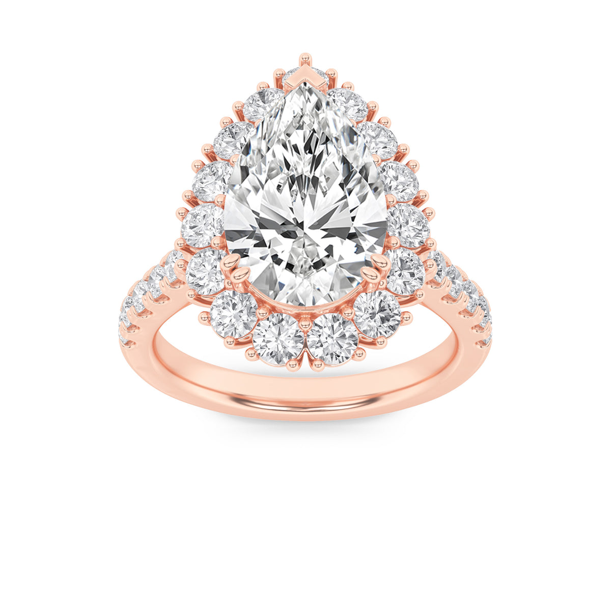 4Cttw Pear Shaped Lab Grown Diamond (F/VS) Bold Classic Engagement Ring in 14K Gold