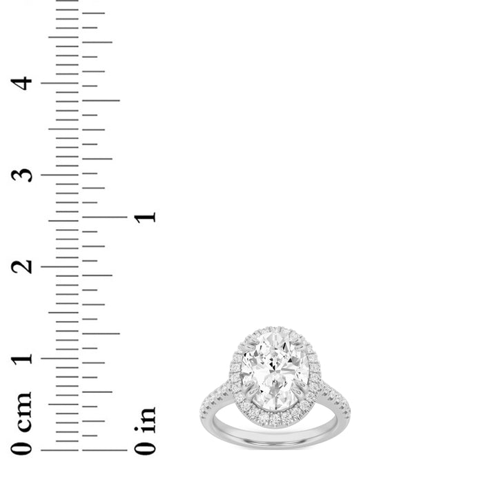 3Cttw Oval Shaped Lab Grown Diamond (G/VS) Classic Halo Accented Engagement Ring in 14K Gold