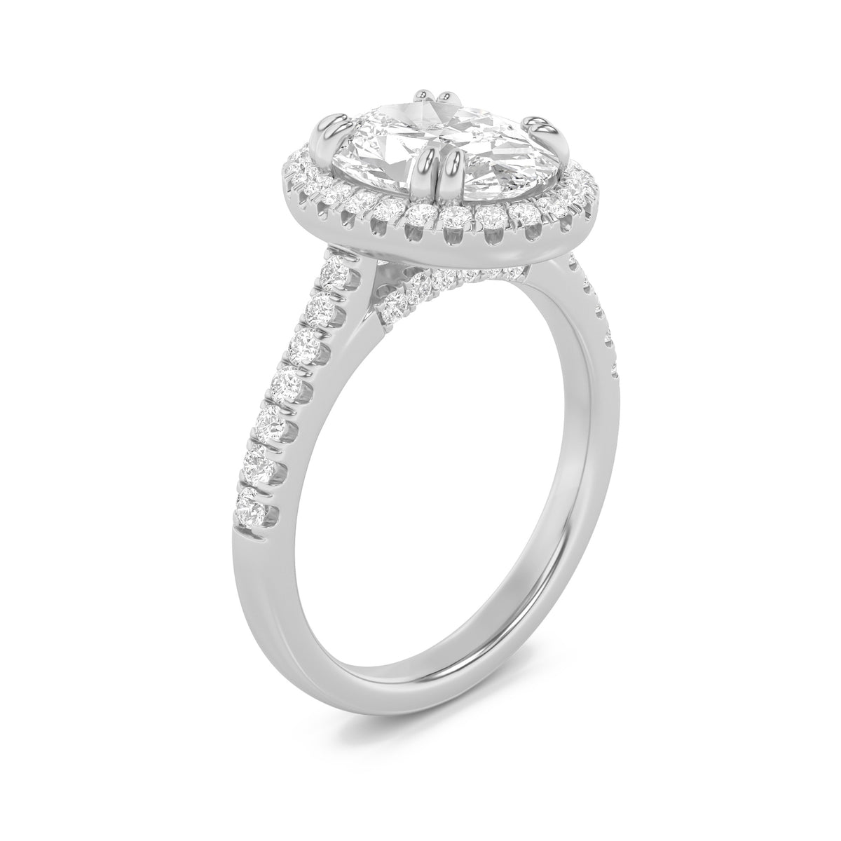 3Cttw Oval Shaped Lab Grown Diamond (F/VVS) Classic Halo Accented Engagement Ring in 14K Gold