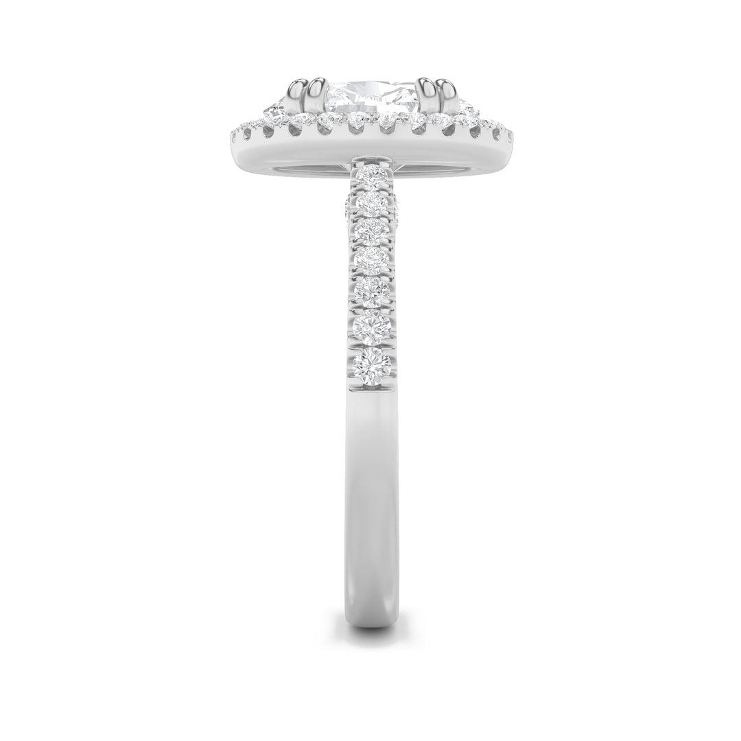 3Cttw Oval Shaped Lab Grown Diamond (F/VVS) Classic Halo Accented Engagement Ring in 14K Gold
