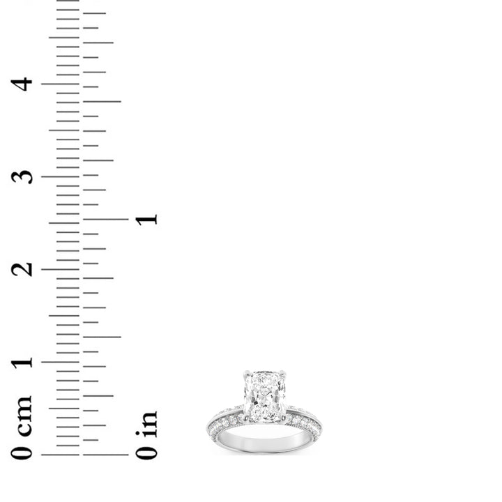 1.75Cttw Elongated Cushion Shaped Lab Grown Diamond (F/VS) Three Row Micro Pave Engagement Ring in 14K Gold