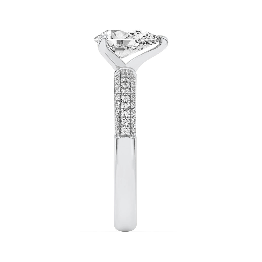 1.5Cttw Pear Shaped Lab Grown Diamond (F/VS) Three Row Micro Pave Engagement Ring in 14K Gold