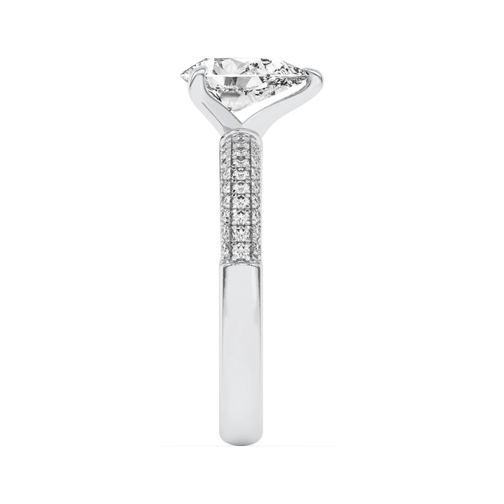 1.5Cttw Pear Shaped Lab Grown Diamond (F/VS) Three Row Micro Pave Engagement Ring in 14K Gold