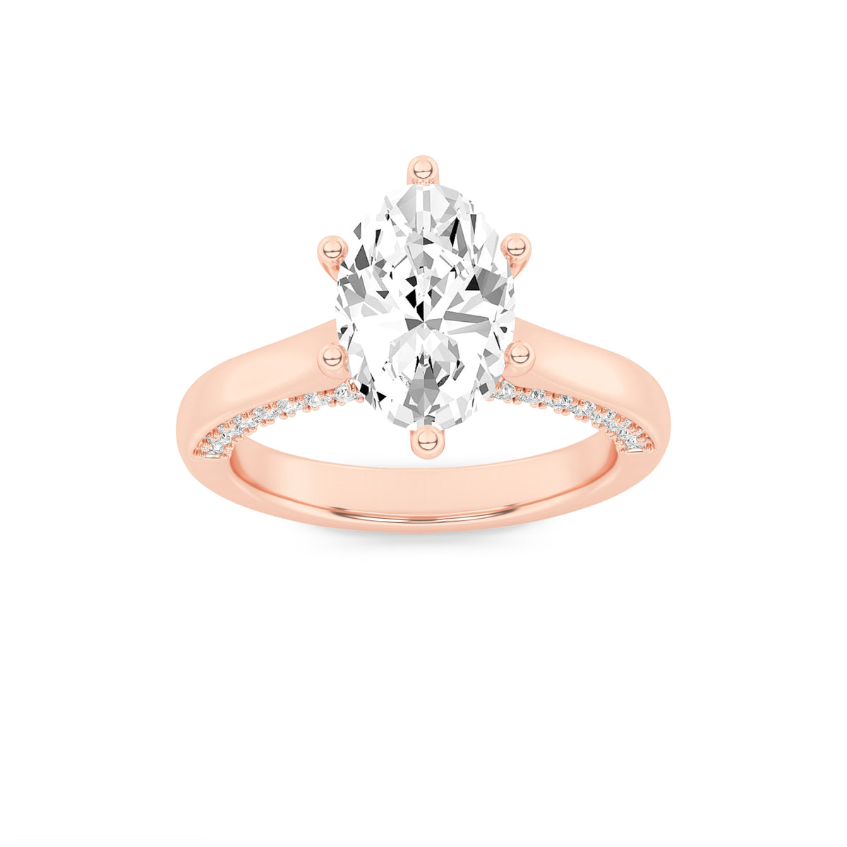 1.25Cttw Oval Shaped Lab Grown Diamond (F/VS) Tulip Motif Accented Engagement Ring in 14K Gold