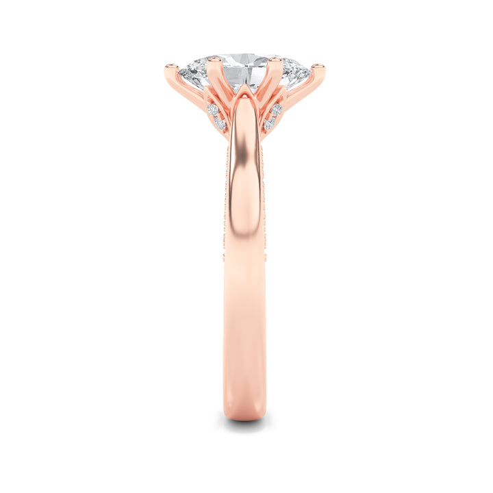 2Cttw Oval Shaped Lab Grown Diamond (F/VS) Tulip Motif Accented Engagement Ring in 14K Gold