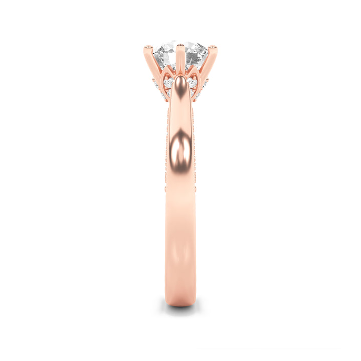 2Cttw Round Shaped Lab Grown Diamond (F/VS) TulipMotif Accented Engagement Ring in 14K Gold