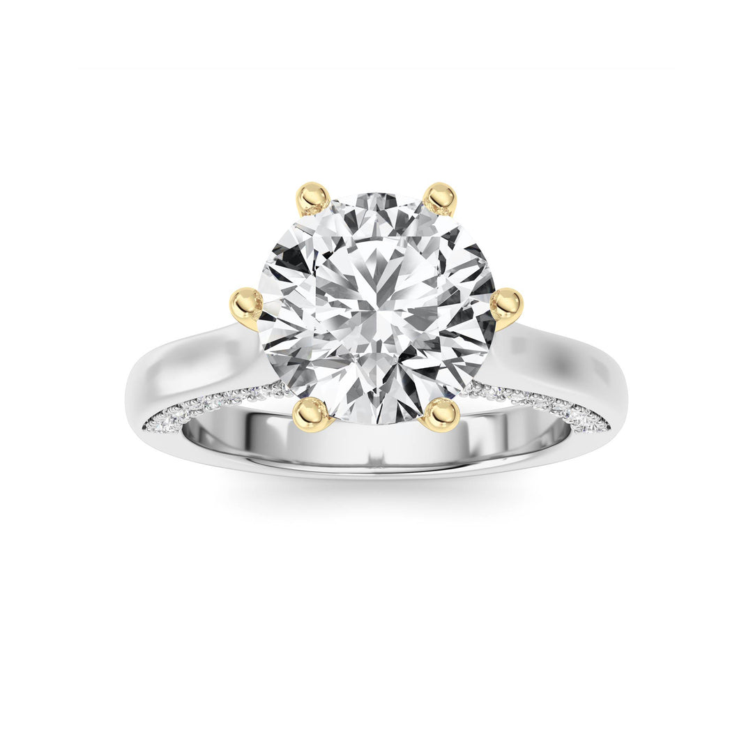 2Cttw Round Shaped Lab Grown Diamond (F/VS) TulipMotif Accented Engagement Ring in 14K Gold