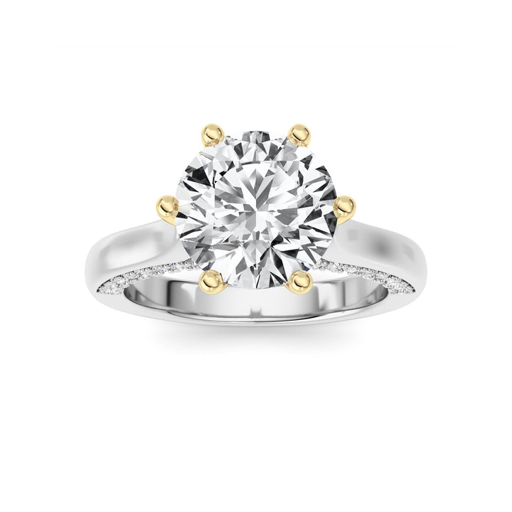 2Cttw Round Shaped Lab Grown Diamond (F/VS) TulipMotif Accented Engagement Ring in 14K Gold