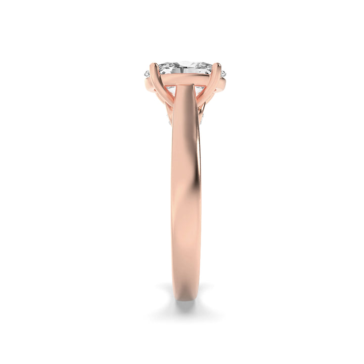 1.33Cttw Oval Shaped Lab Grown Diamond (F/VS) Accented Bridge Shank Engagement Ring in 14K Gold