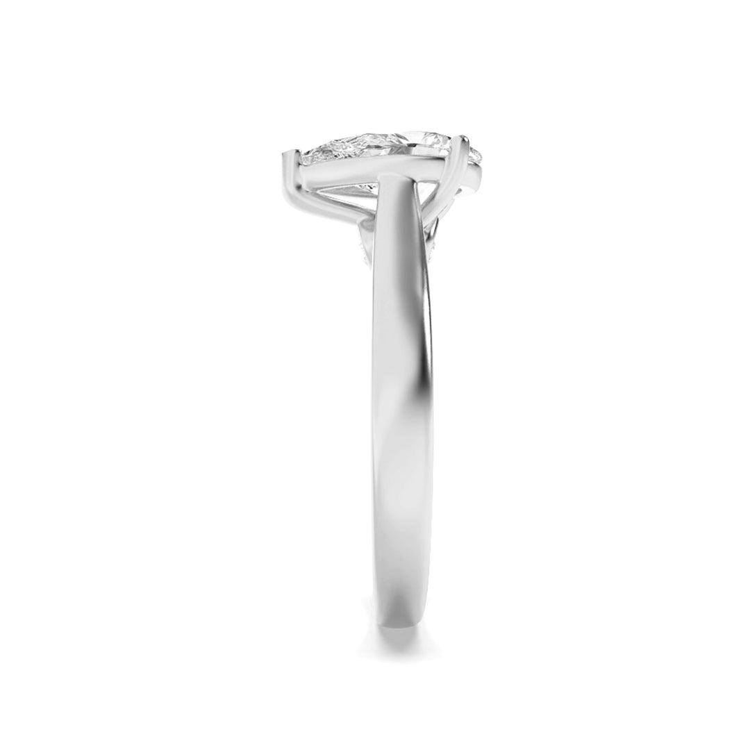 1.25Cttw Pear Shaped Lab Grown Diamond (F/VS) Accented Bridge Shank Engagement Ring in 14K Gold