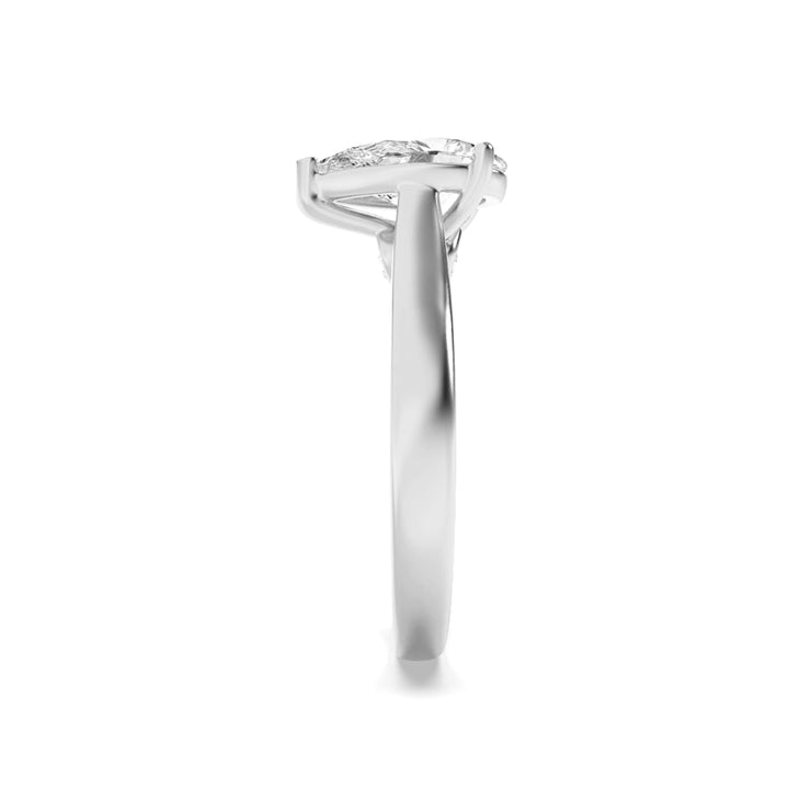 1.25Cttw Pear Shaped Lab Grown Diamond (F/VS) Accented Bridge Shank Engagement Ring in 14K Gold