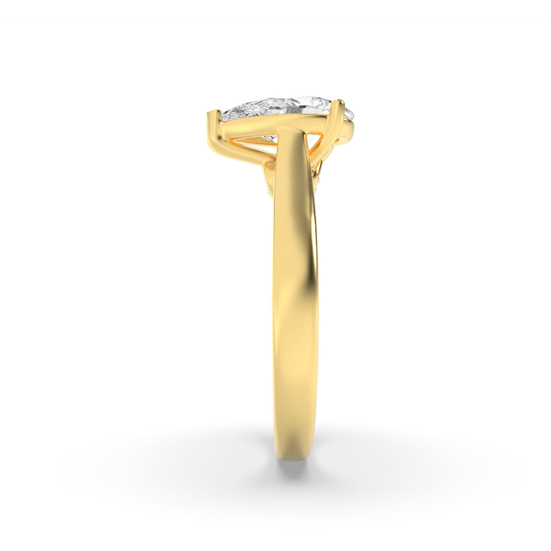 2Cttw Pear Shaped Lab Grown Diamond (F/VS) Accented Bridge Shank Engagement Ring in 14K Gold