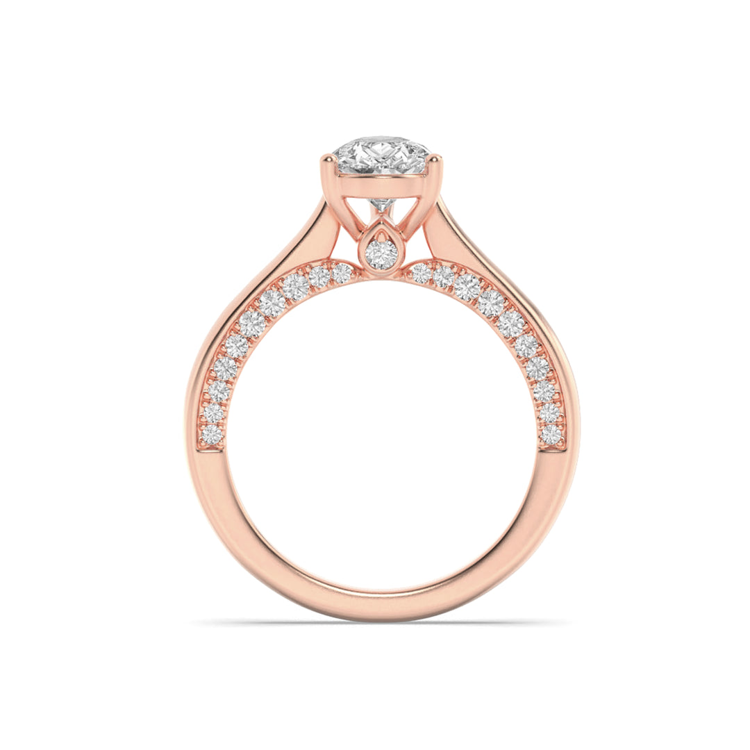 2Cttw Pear Shaped Lab Grown Diamond (F/VS) Accented Bridge Shank Engagement Ring in 14K Gold