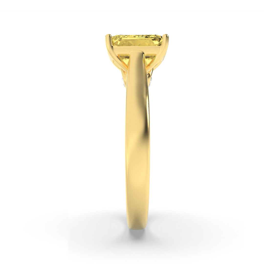 2Cttw Radiant Shaped Lab Grown Diamond (F/VS) Accented Bridge Shank Engagement Ring in 14K Gold