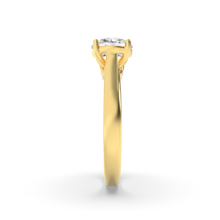 1.33Cttw Round Shaped Lab Grown Diamond (F/VS) Accented Bridge Shank Engagement Ring in 14K Gold
