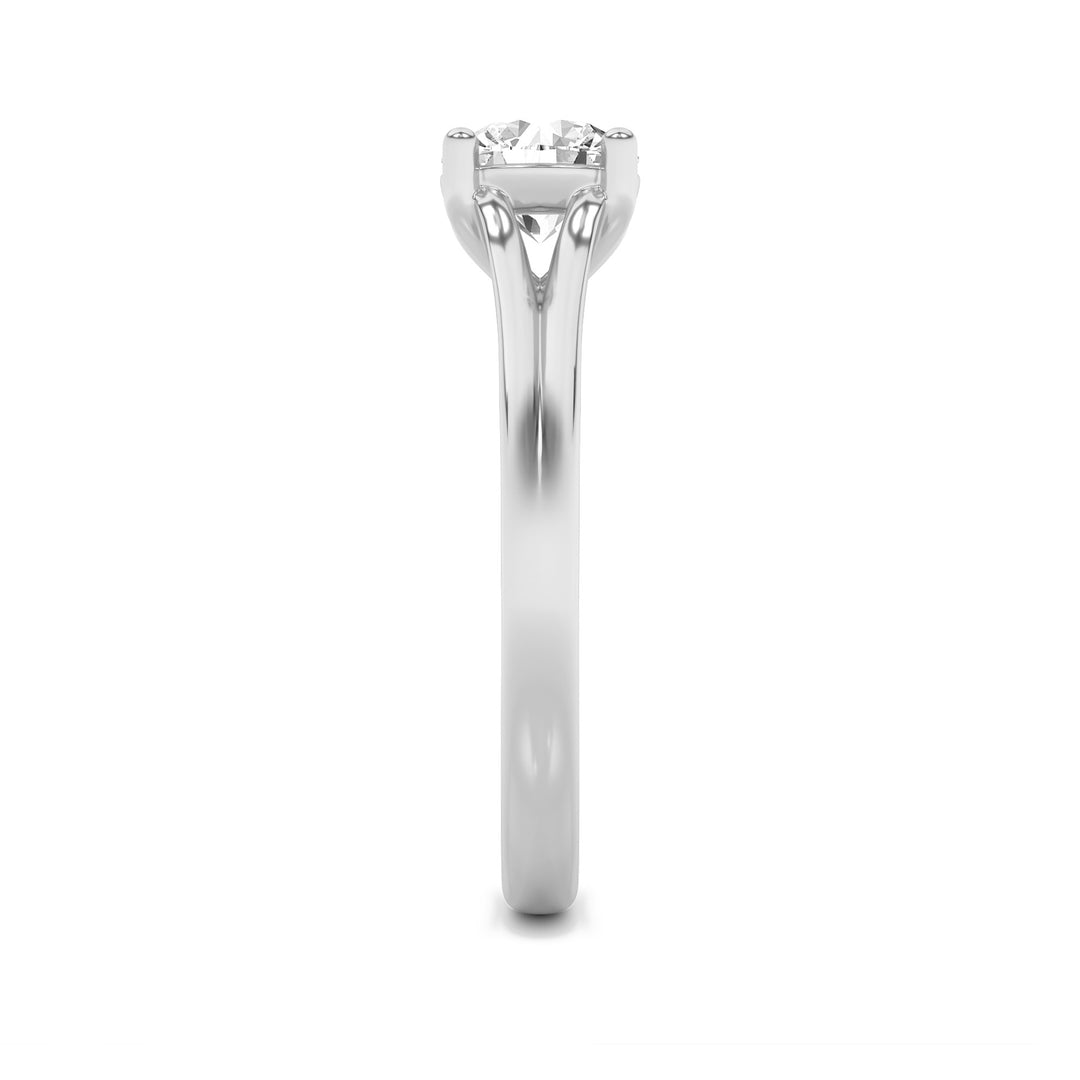 1Cttw Round Shaped Lab Grown Diamond (F/VS) SplitShank Solitaire Engagement Ring in 14K Gold