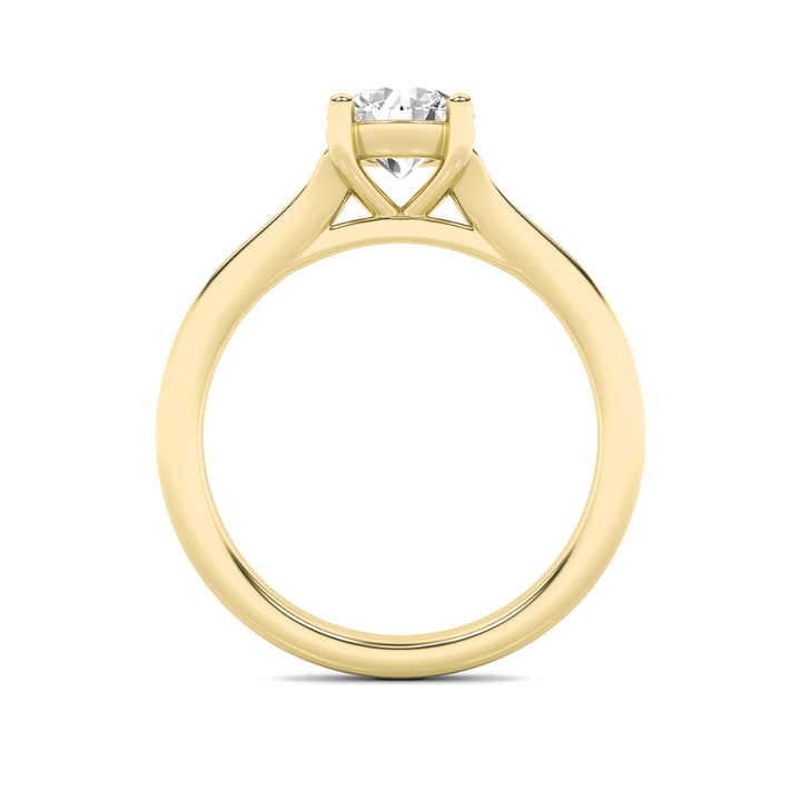 1Cttw Round Shaped Lab Grown Diamond (F/VS) SplitShank Solitaire Engagement Ring in 14K Gold