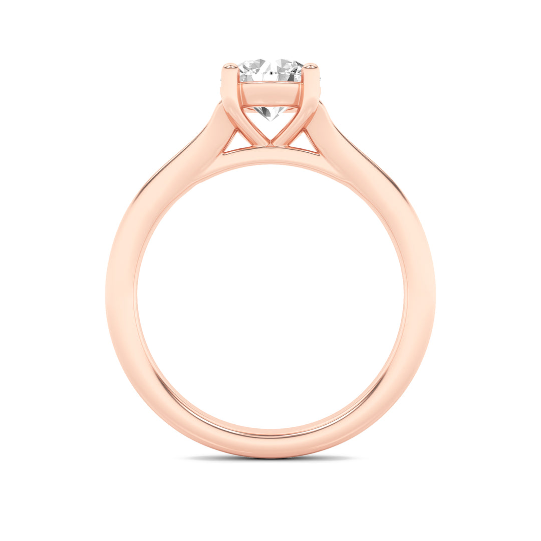1Cttw Round Shaped Lab Grown Diamond (F/VS) SplitShank Solitaire Engagement Ring in 14K Gold