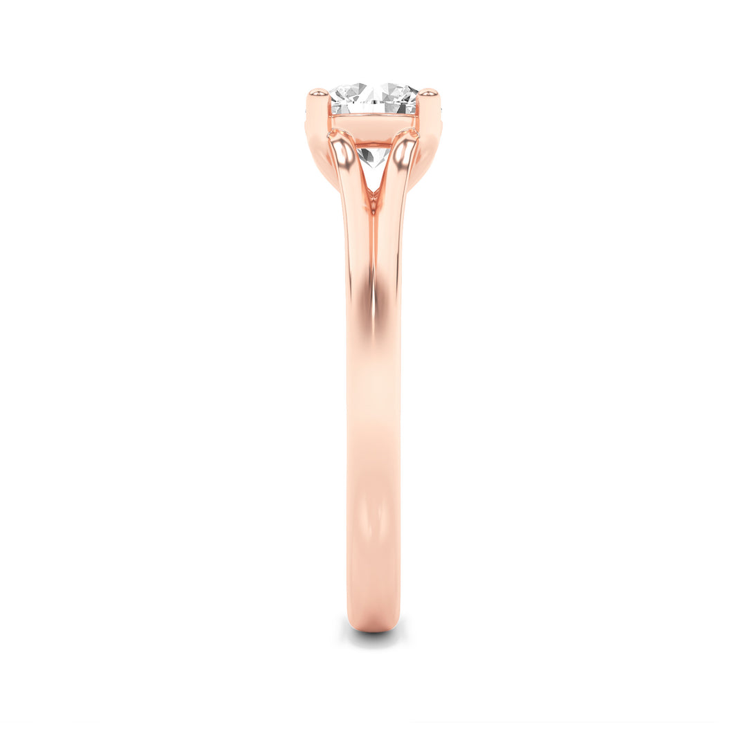 1Cttw Round Shaped Lab Grown Diamond (F/VS) SplitShank Solitaire Engagement Ring in 14K Gold