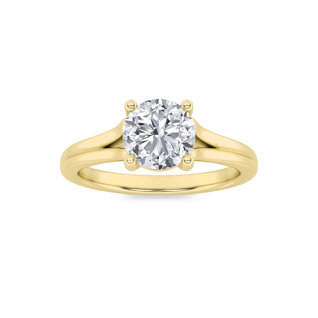 2Cttw Round Shaped Lab Grown Diamond (F/VS) SplitShank Solitaire Engagement Ring in 14K Gold