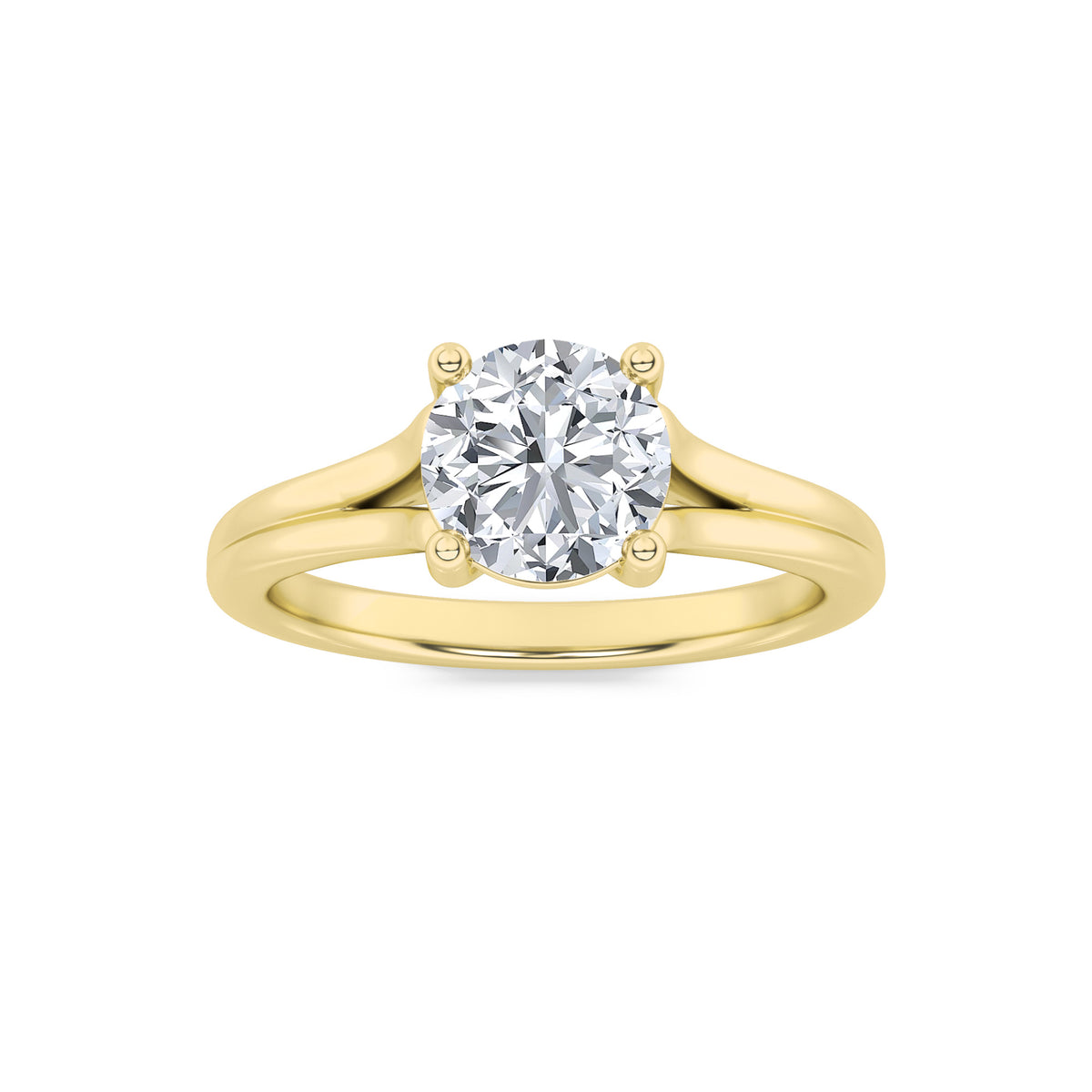 2Cttw Round Shaped Lab Grown Diamond (G/VS) SplitShank Solitaire Engagement Ring in 14K Gold