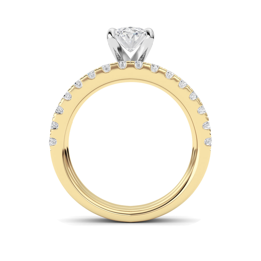 2Cttw Oval Shaped Lab Grown Diamond (F/VVS) Classic Accented  Set With Band and Engagement Ring in 14K Gold