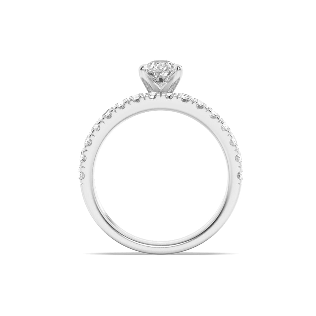 2Cttw Pear Shaped Lab Grown Diamond (G/VS) Classic Accented  Set With Band and Engagement Ring in 14K Gold