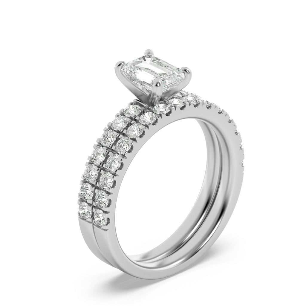2Cttw Radiant Shaped Lab Grown Diamond (F/VS) Classic Accented Set With Band and Engagement Ring in14K Gold