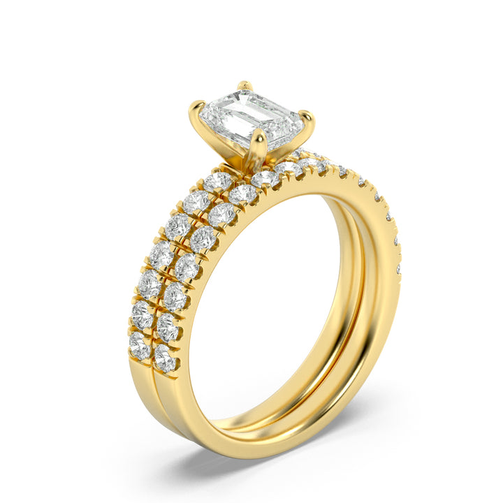 2Cttw Radiant Shaped Lab Grown Diamond (F/VS) Classic Accented Set With Band and Engagement Ring in14K Gold