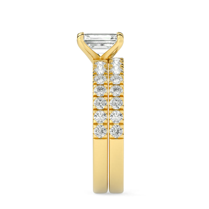 2Cttw Radiant Shaped Lab Grown Diamond (F/VS) Classic Accented Set With Band and Engagement Ring in14K Gold