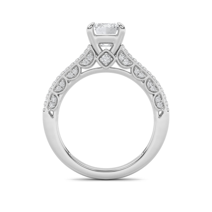 2CTW Emerald Shaped Lab Grown Diamond (G/VS) Split Shank Accented Engagement Ring in 14K Gold