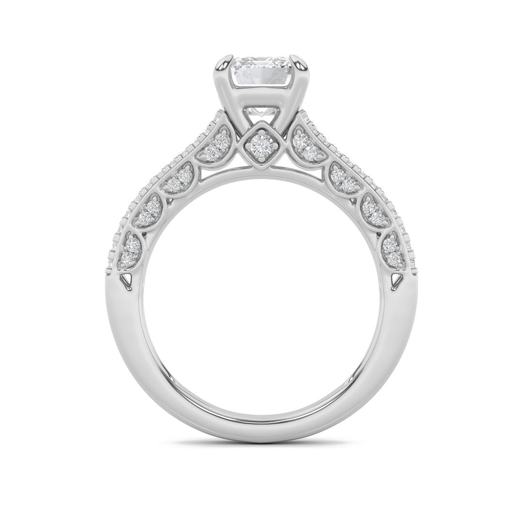 2Cttw Emerald Shaped Lab Grown Diamond (G/VS) Split Shank Accented Engagement Ring in 14K Gold