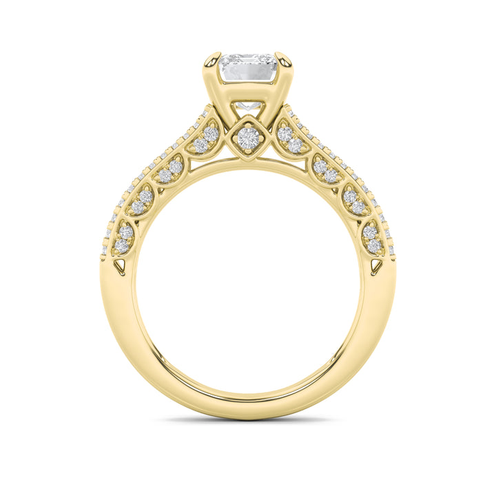 2Cttw Emerald Shaped Lab Grown Diamond (F/VS) Split Shank Accented Engagement Ring in 14K Gold