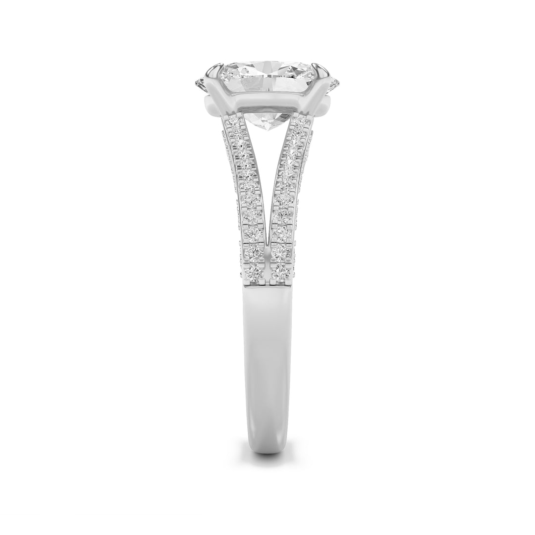 2Cttw Oval Shaped Lab Grown Diamond (F/VS) Split Shank Accented Engagement Ring in 14K Gold