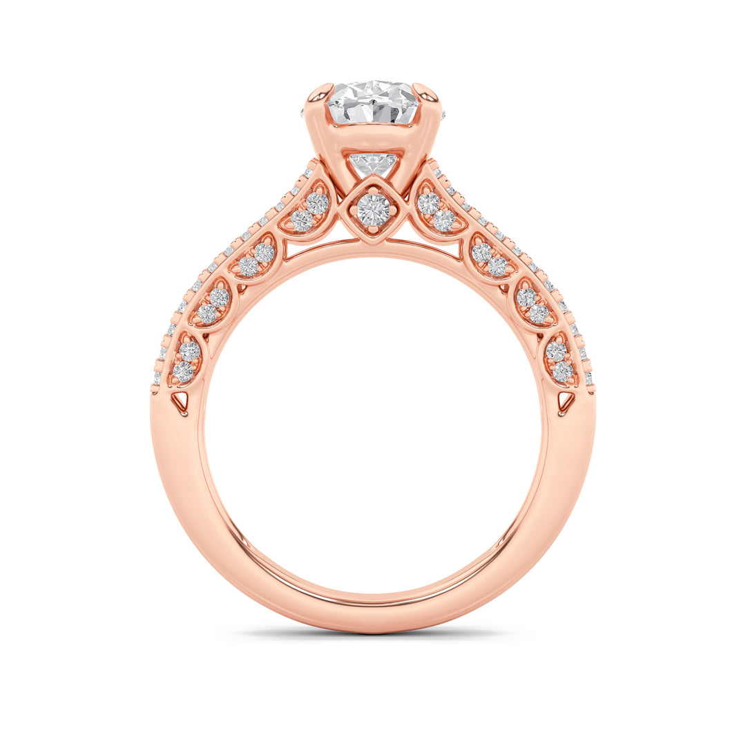 2Cttw Oval Shaped Lab Grown Diamond (F/VS) Split Shank Accented Engagement Ring in 14K Gold