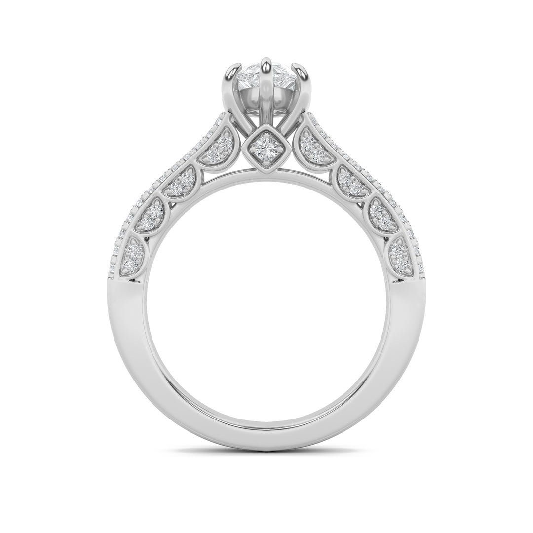 2Cttw Pear Shaped Lab Grown Diamond (F/VS) Split Shank Accented Engagement Ring in 14K Gold