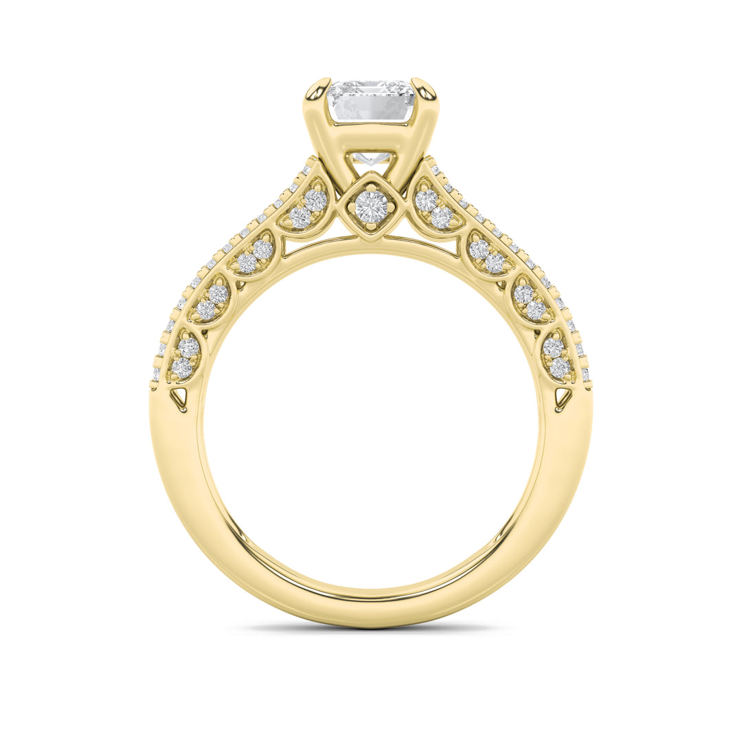 2Cttw Radiant Shaped Lab Grown Diamond (F/VS) Split Shank Accented Engagement Ring in 14K Gold