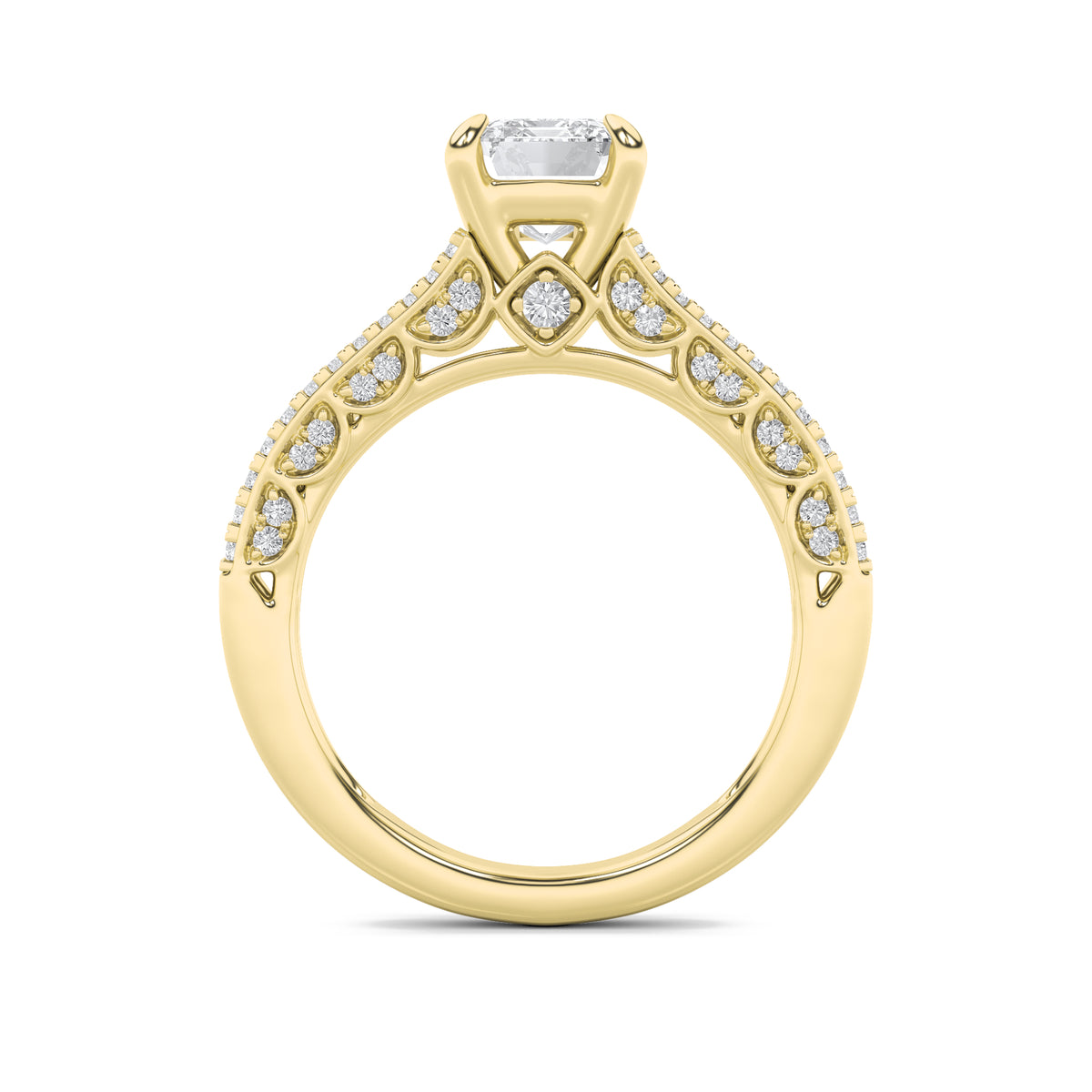 2Cttw Radiant Shaped Lab Grown Diamond (F/VS) Split Shank Accented Engagement Ring in 14K Gold