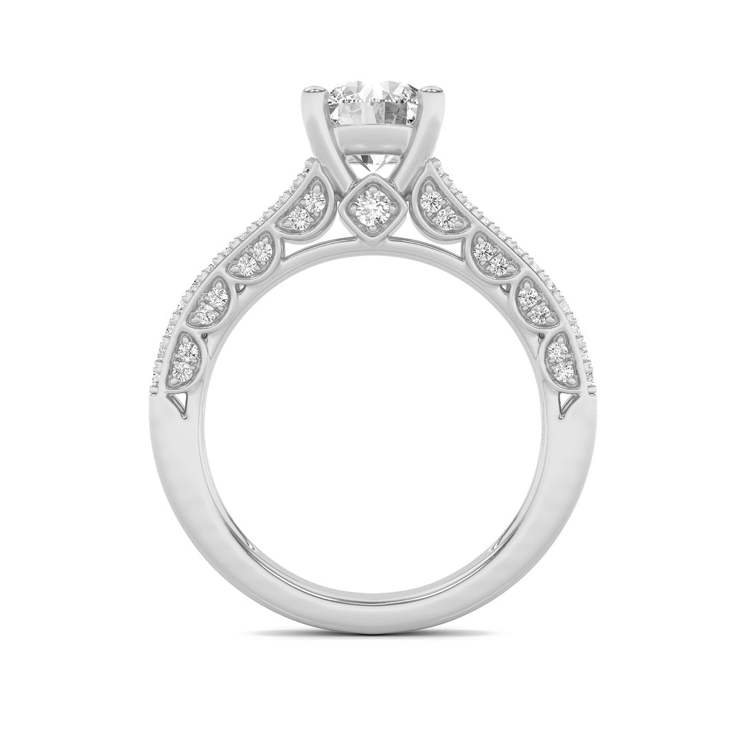 2CTW Round Shaped Lab Grown Diamond (F/VS) Split Shank Accented Engagement Ring in 14K Gold